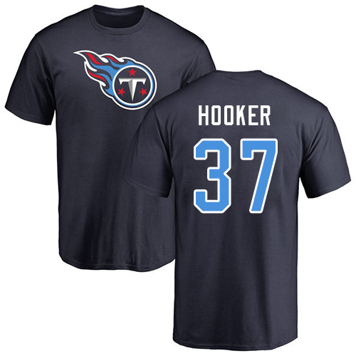 Tennessee Titans Men Navy Blue Amani Hooker Name and Number Logo NFL Football #37 T Shirt->tennessee titans->NFL Jersey